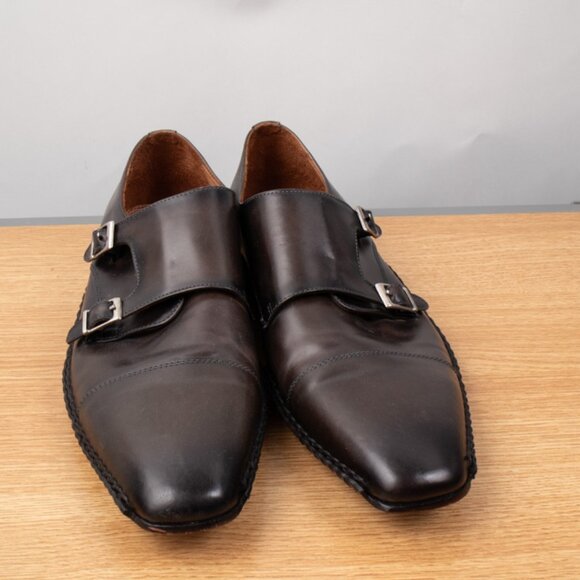 Belvedere Brown Double Monk Strap Buckle Men\'s 11 Leather Shoes Handmade Italy main image 7